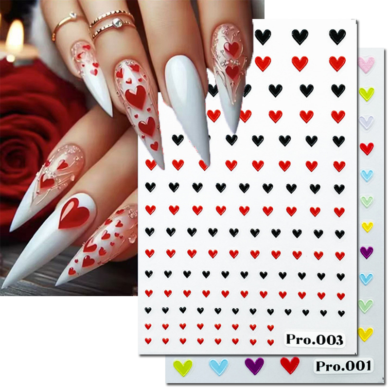 Nail Art Valentines Day - Autocollants en Relief 5D pour Nail