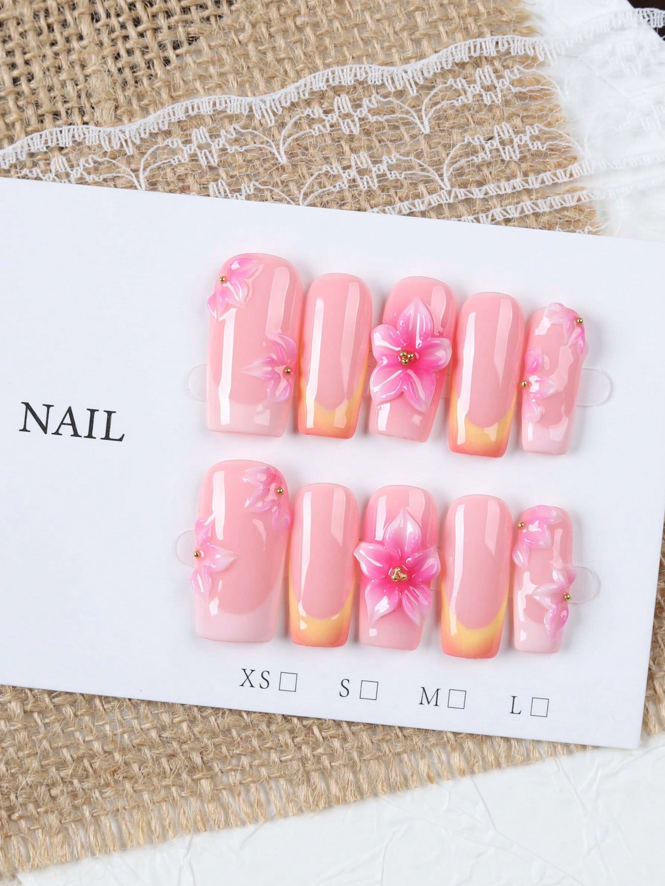 Nail Art Orange - 10 faux ongles à presser de