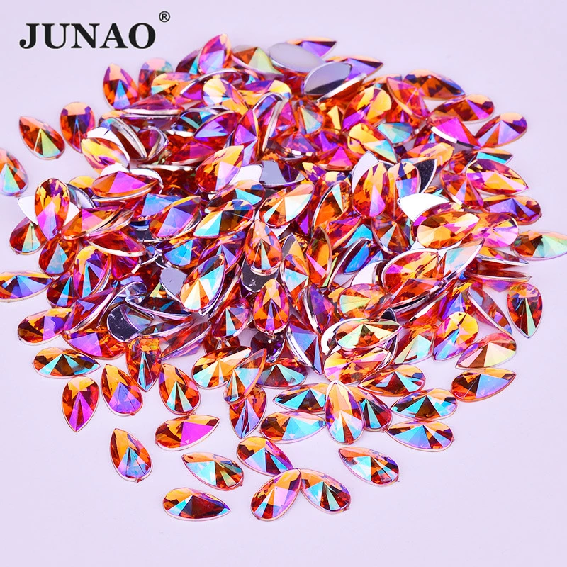 JUNAO 8x13mm Orange AB acryliq - Nail Art Orange avis et prix