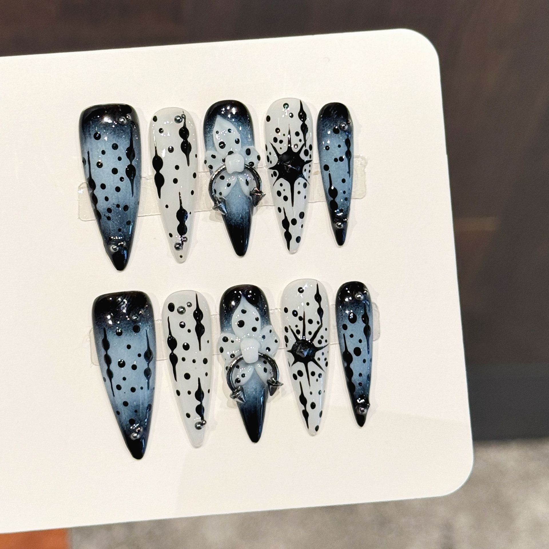 10 pièces dégradé encre bleu f - Nail Art Press On avis et prix